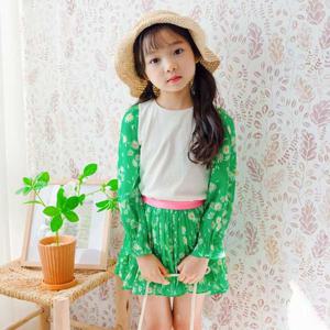 [아이러브제이]그린 플라워 주름 쉬폰 스커트 JUSSK11