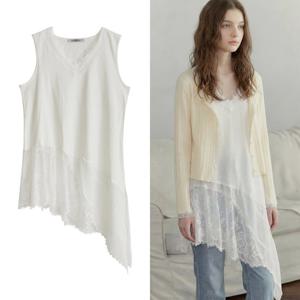 [포커스]레이스 배색 레이어 롱티셔츠 PBBF6M1TS6761