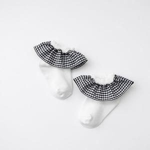 [아이러브제이]M.리루 체크레이스 발목 양말 MYSSO03