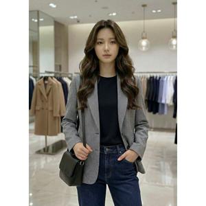 [숲]잔체크 크롭 자켓  SC3JK373