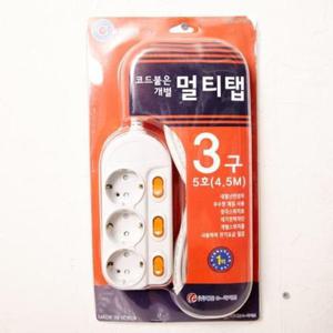생활용품 접지 절전 개별 절전개별형 멀티탭 4.5m 3구5호