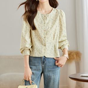 ATMARK 잔꽃라운드퍼프블라우스_AE61BL029G