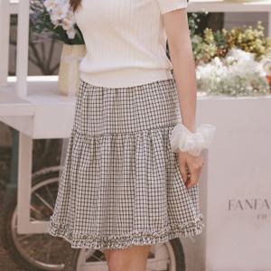 [포커스]체크 프릴 미디 스커트 PBBF6M1SK8240