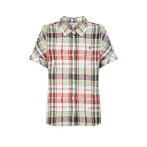 헤지스 여성 26SS 반팔 린넨 체크 셔츠 레드 HSSH6B409R2