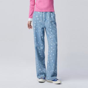 [베네통] 플라워 패턴 밴딩 데님 팬츠_BADP51631BL