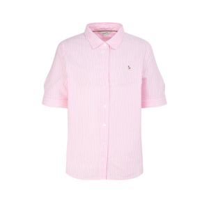 헤지스 여성 26SS 서커 스트라이프 반팔 셔츠 핑크 HSSH6BC48P2