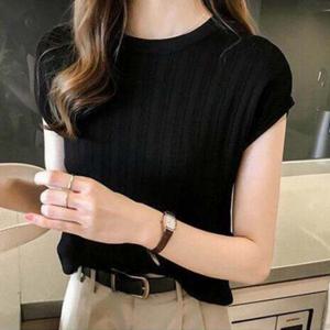 베이직 골지 반팔니트 모던 심플 오피스 여름룩