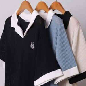 반팔티 와펜 골지 빅사이즈 307I852S 카라