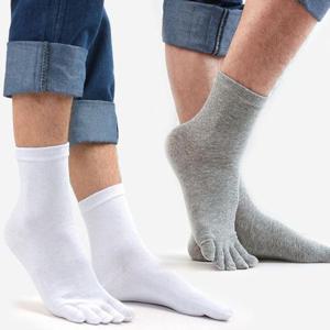 남성 기본 무지 중목 발가락 양말 땀흡수 삭스
