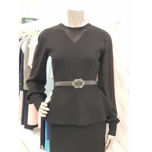 [미니멈]벌룬 소매 벨티드 니트 MXAAKU2170