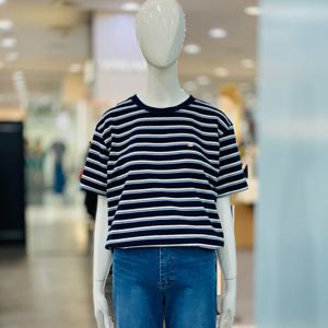 [클리지]라운드 단가라 박시핏 반팔 티셔츠 CQ3WTS19