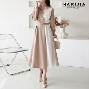 [마리지아][MARIJIA] 하프 배색 페미닌 원피스_MOPA31003