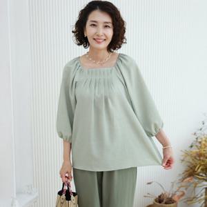 [쉬즈마담]T57148 러블리 가슴셔링 벌룬 블라우스 40대 엄마옷