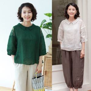 [쉬즈마담]T56825 소소 망사레이스 마 블라우스 엄마옷