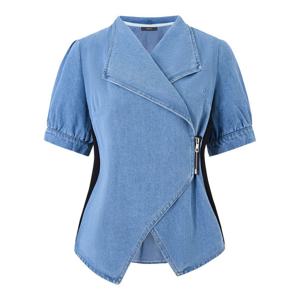 [GGPX]유니크 사선 지퍼 데님 반팔 자켓 (GQBJK005D)