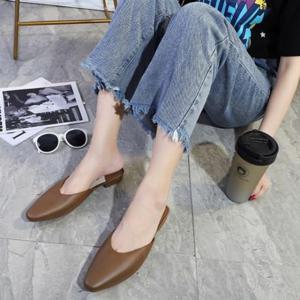 쿨샵 무지스타일 여성 뮬블로퍼 데일리 플랫 레더뮬