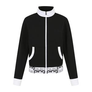 [핑골프](사은품증정) 여성 배색 집업 긴팔 티셔츠 (121E1TF185_BK)