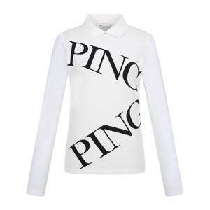 [핑골프](사은품증정) 여성 니트 믹스 로고 카라 긴팔 티셔츠 (121E1TO156_WH)