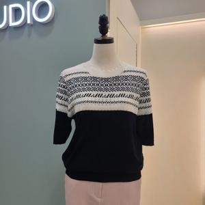 [수스]가로 패턴 배색니트 S262BSW551/블랙_YS