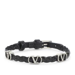 발렌티노 메탈 로고 브레이디드 가죽 팔찌 8Y2J0X71QGP 0NO