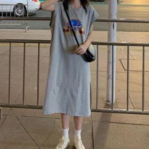 쿨샵 가벼운외출 루즈핏 민소매 롱원피스 캐주얼