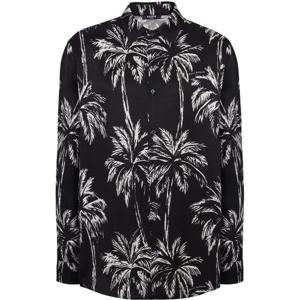 발망 팜 프린트 버튼 다운 새틴 셔츠 DH1HS184VF43 EAB