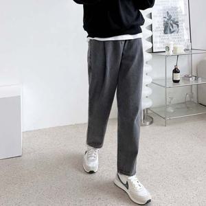 HSSG WJ2-2D 남자핀턱오버핏배기청바지_그레이