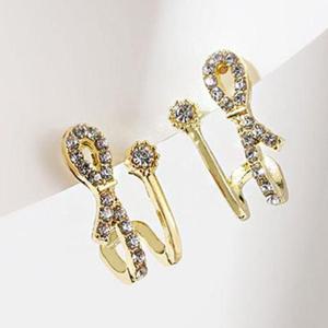 예쁜 여성 액세서리 도금 리본 큐빅 외출 귀걸이