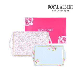 [로얄알버트]뉴황실장미 트레이 2P 세트 (로즈컨페티+폴카블루)