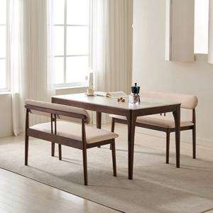 [삼익가구]시에나 포세린 통세라믹 4인용 원목 1400 식탁세트(벤치2)