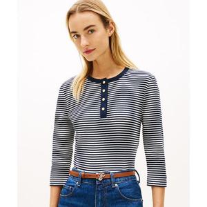 타미힐피거 TOMMY HILFIGER 골드 버튼 립 헨리넥 티셔츠 (T22G1TTO053WT10BF) T22G1TTO053WT10BF 454451