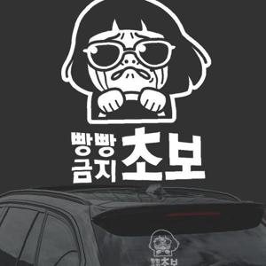 빵빵금지 초보 화이트시트지 자동차스티커