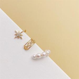 [토끼귀상점] 로맨틱 별빛 큐빅 레이스 진주 귀찌 3종 세트