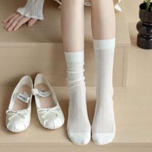 [3켤레세트/상시가 7,900원] 로멘틱 시스루 레이스 하프삭스 중목 양말