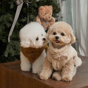 도그아이 강아지 패딩 하네스옷 아우터 겨울옷 스웨이드 무스탕 (DG408)