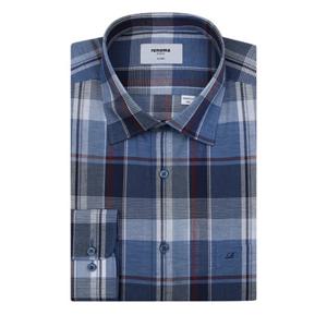 (RQSSG0043NY) (레노마 일반핏)린넨혼방  청량한 빅체크 긴팔남방셔츠