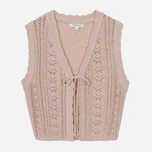 [써스데이아일랜드](T262MVT136W)크로셰 오픈 니트 베스트