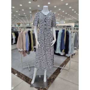 [더아이잗]브이넥 허리 밴딩 프린트 원피스 IN5N0OP86470_DJ