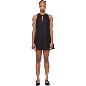 26 SS 가니 여성 블랙 뒤셰스 나일론 미니 드레스 251144F052028