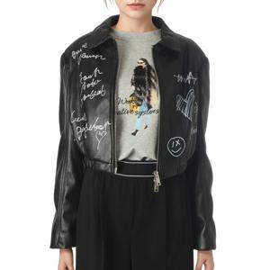 [르니앤맥코이(여성)]유니크레터링 크롭가죽자켓 MM03JP701HJZ