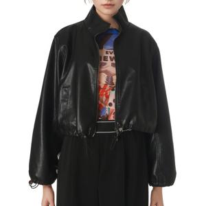 [르니앤맥코이(여성)]힙쟁이셔링 크롭 레더자켓 MM04JP408HJY