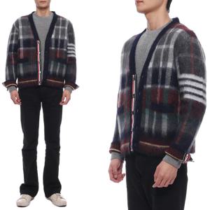 [톰브라운] 24FW 남성 헥터 타탄 체크 모헤어 울 가디건 (MKC559A Y8008 996 24F)