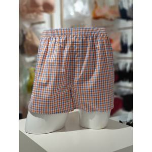 [바바라] 남성 면 소변구 체크 사각 트렁크 팬티 AMT4408T ORA