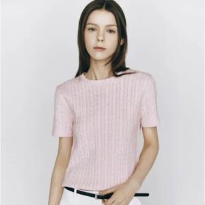 [지오다노] 여자 꽈배기 반팔 니트 스웨터 05355521