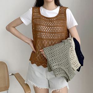 [한정수량] [올리비에스클로젯] 물결 그물 니트조끼_O2504KV009B