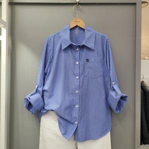 [무자크]세로잔스트라이프 롤업블라우스 P3BL17