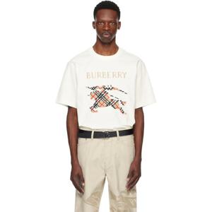 26 SS 버버리 남성 오프 화이트 크로스 스티치 EKD 코튼 티셔츠 252376M213017