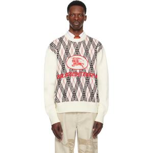 26 SS 버버리 남성 오프 화이트 아가일 체크 울 스웨터 252376M201002