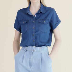 [한정수량] [올리비에스클로젯] 데일리 데님 포켓 반팔 셔츠_O2505BL044B