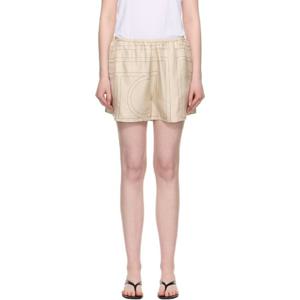 26 SS 토템 여성 오프 화이트 모노그램 실크 PJ 쇼츠 252771F088001